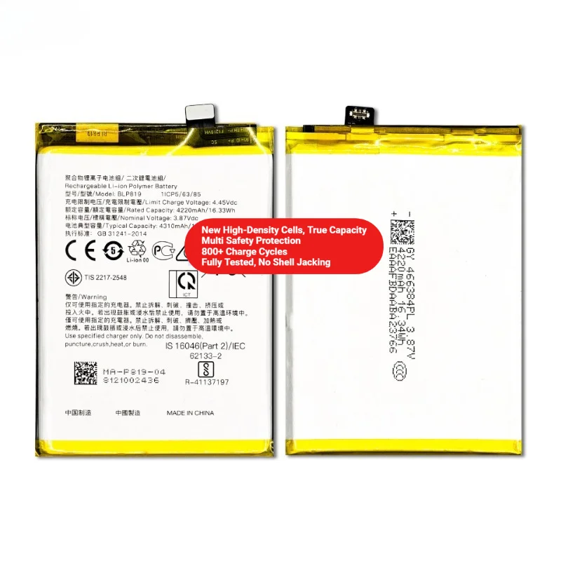 BLP819 for OPPO Reno5 4G/Reno 5Z/Reno 5 Lite/Reno6 4G Phone Battery 0 Cycle High Capacity Battery Replacement Bateria with Tools