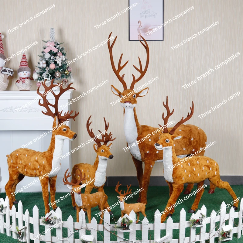 Christmas Deer Ornament Large Sika Deer Station Deer Simulation Elk Plush Doll Mall Window Decoration Photography Props