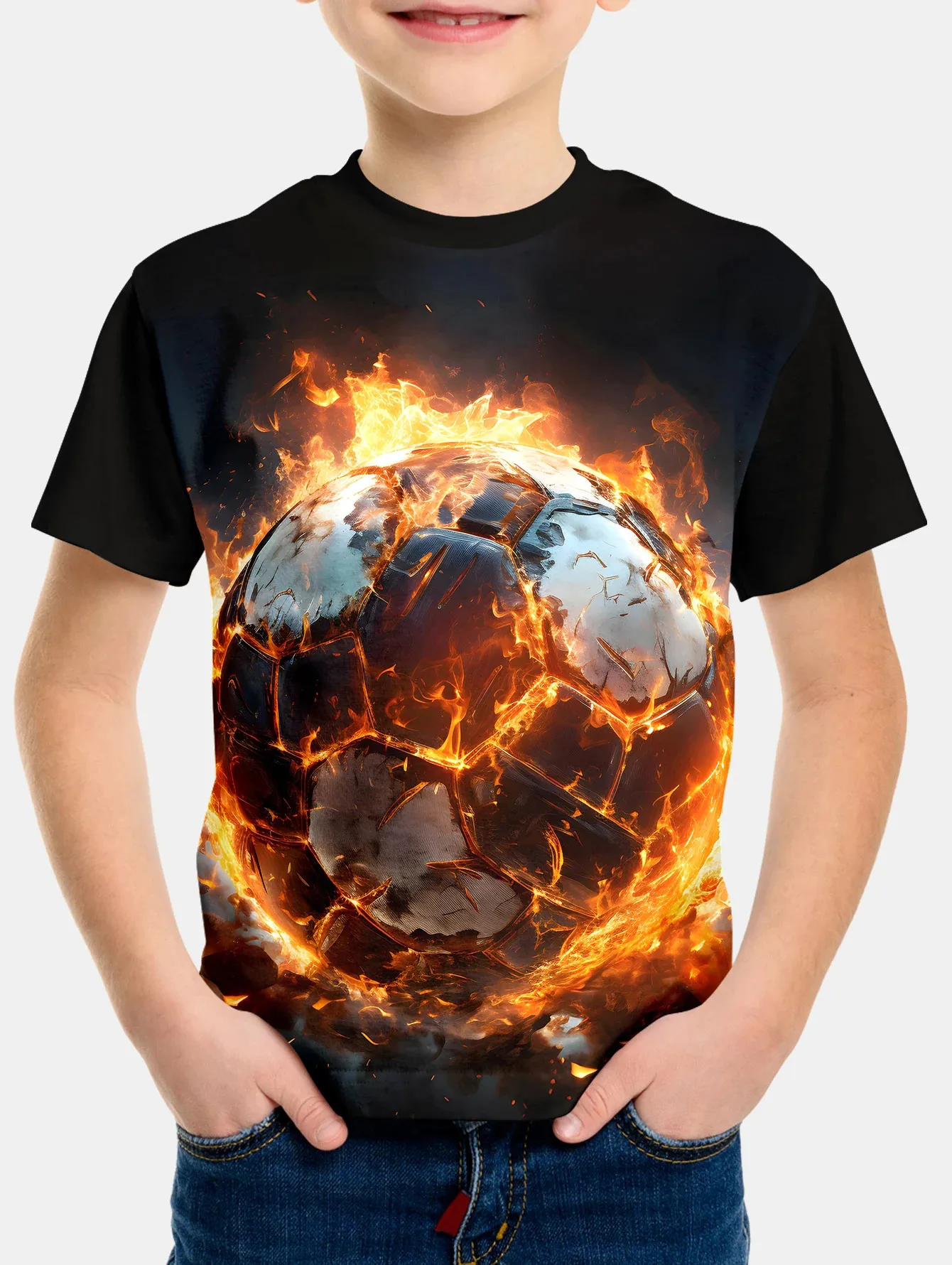 Children's Clothing 2024 Cool Football T-Shirt 3d Printed Soccer Boy Girl Tees Casual T Shirt 2-8y Teen Kids Clothes Tops