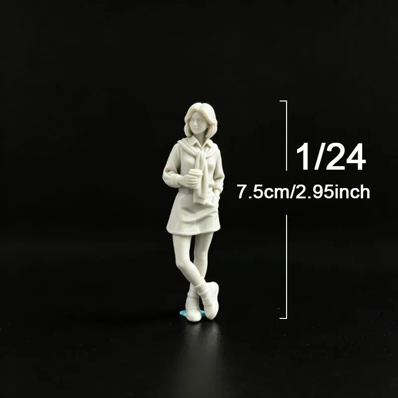 1/24 Unpainted Resin Model  Miniature Woman Figurine Holding Coffee Cup Diorama Scene Sand Table Hobby Painting Collection 1493