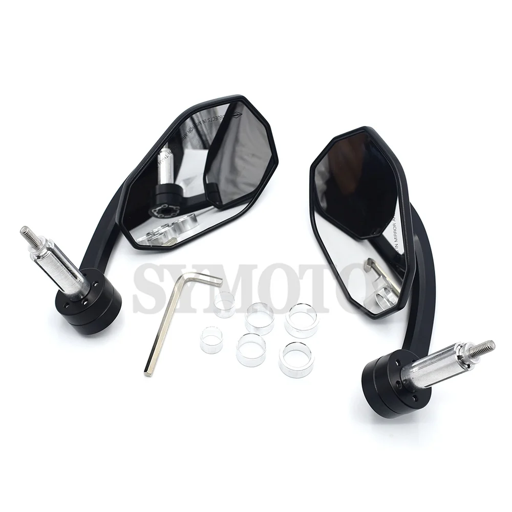 

7/8" 22mm Universal Motorcycle CNC Rear View Black Handle Bar End Side Rearview Mirrors For Yamaha MT09 MT07 For HONDA CBR600