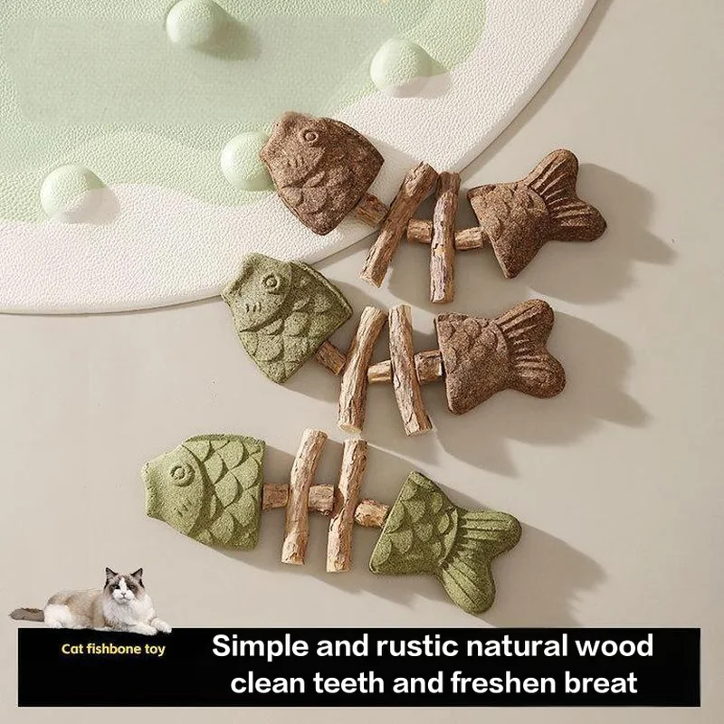 Cat Toys Bionic Fish Bones Cat Chewing and Cleaning Teeth Cat Self Entertainment Toys Licking Pet Toys Supplies in stocks