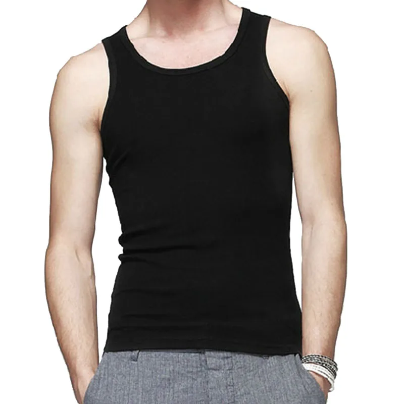 AGG-Men Yoga O Collar Sleeveless Bodybuilding Vest Leisure Sport Shirt Round Neck U Type T-Shirt Fitness Vest (Black XXXL)