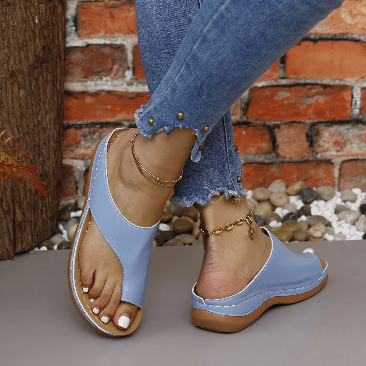 Women Sandals Summer Outdoor Leisure Comfy Wedge Sandals Ladies Slip on Orthopedic Bunion Corrector Slippers Sandalias De Mujer