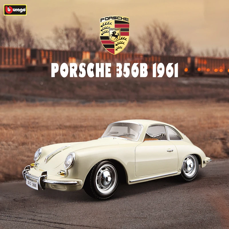 Bburago 1:24 Vintage car 1961 Porsche 356B Coupe racing Alloy car model Toy Collection Gift Luxury Vehicle Diecast