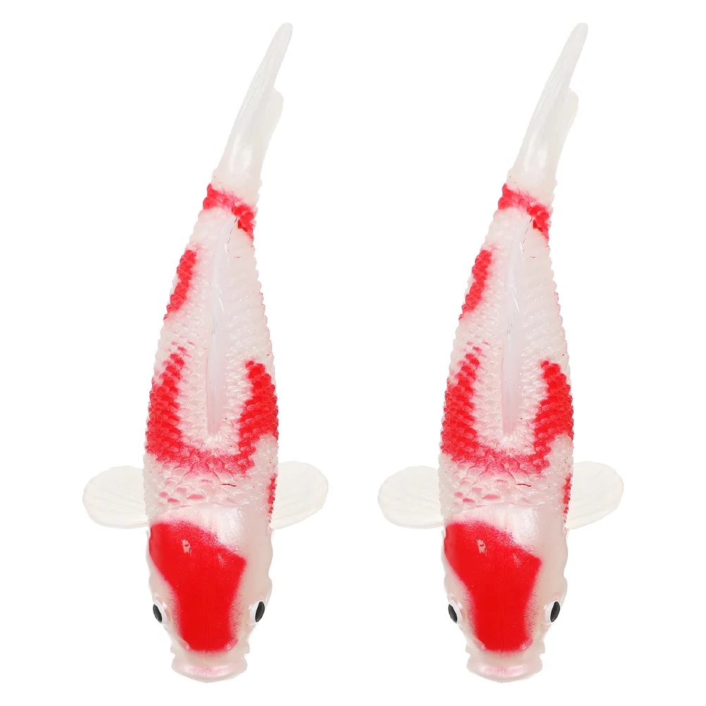 

2 Pcs Simulated Koi Model Fish Tank Decorations Fake Toys Floating Goldfish Statuette Dollhouse Pvc False Plastic