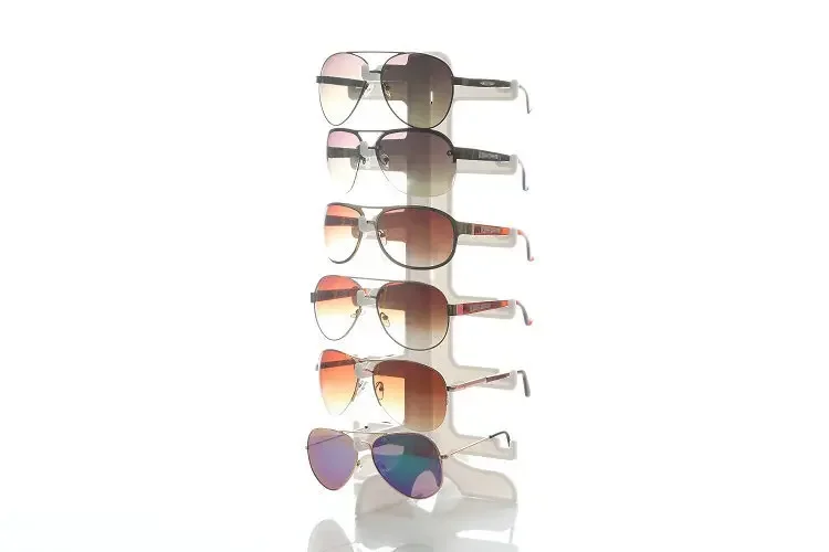 Two Row Sunglasses Rack 10 Pairs Glasses Holder Display Stand Transparent R9JE