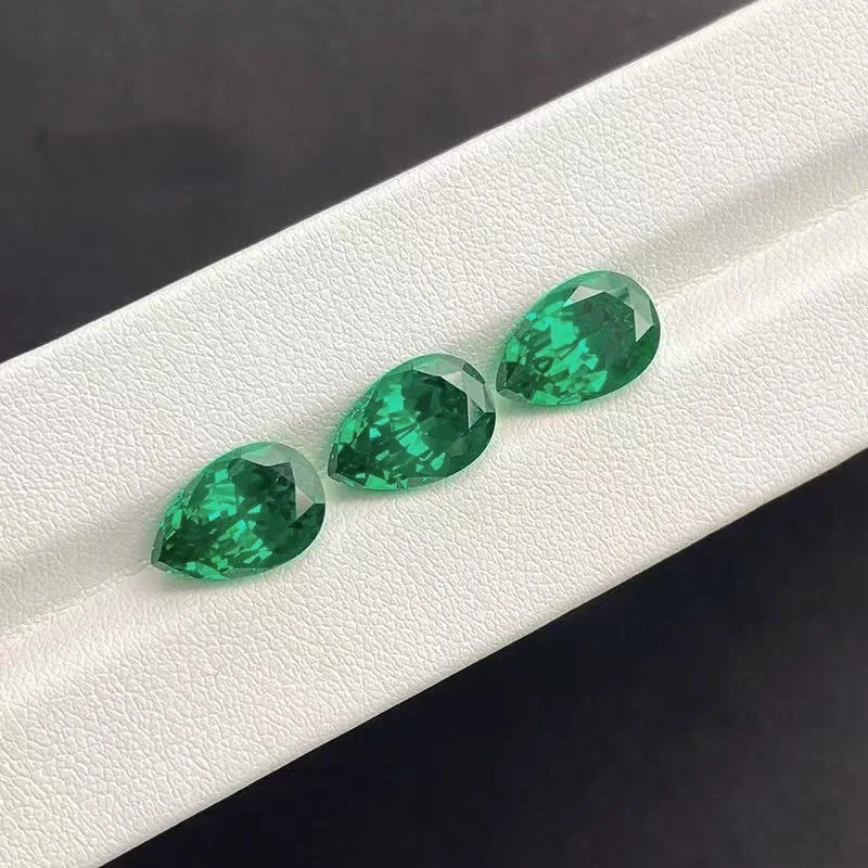 

Lab Grown Zambian Emeralds Pear Cut Hydrothermal Hand Cutting for Jewelry Making Rings Material Selectable AGL Certificate