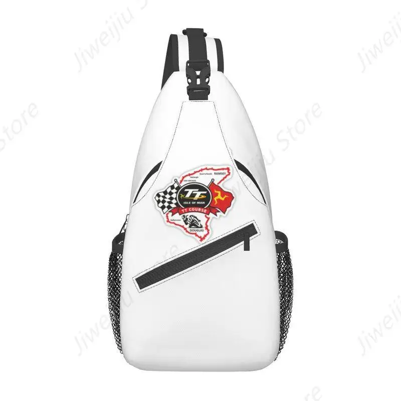 Isle Of Man TT Racing Course Crossbody Sling Backpack Men Custom Motorcycle Sports Chest Shoulder Bag for Travel Hiking Daypack