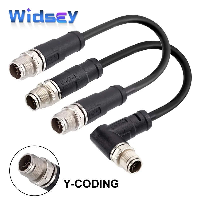 

M12 Y-codingIndustrial Ethernet Connectors 6/8 Pin Male to Female IP67 Waterproof Plug CAT5E Y-type Metal Shield Aviation Cable