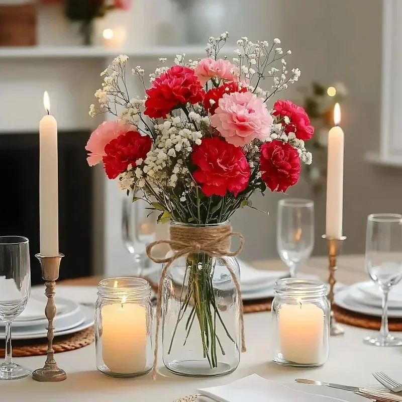 2026 New model Advanced 12pcs Vintage Clear Glass Vases Nordic Retro Flower Bottle Jar for Farmhouse Wedding Home Decor