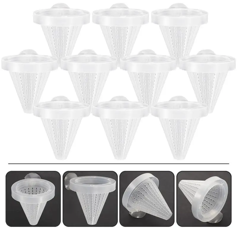 10Pcs Feeder Cup Worm Cone Red Feeding Aquarium Live Fish Basket Wormscupsshrimp Random Color