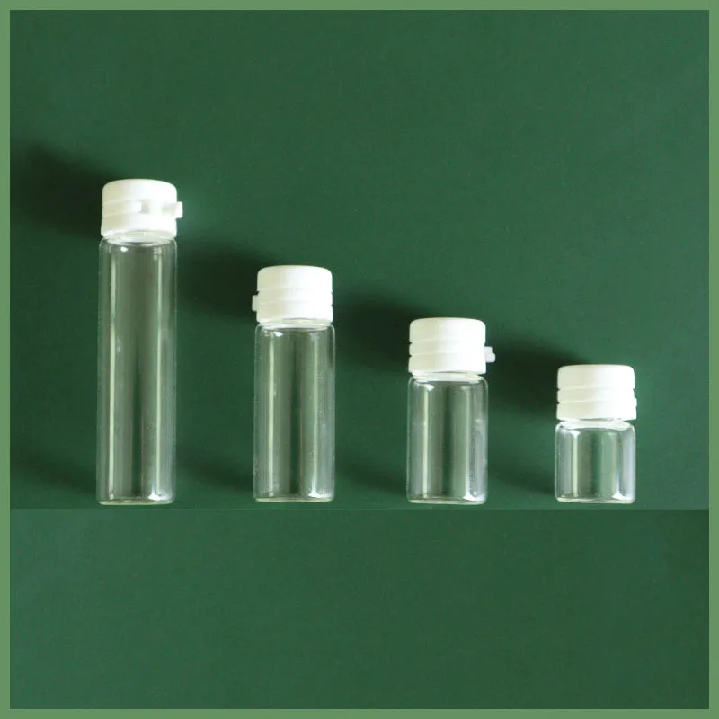 Bouteilles d'huile essentielle vides en verre transparent, 100 pièces, 1/2/3/5ml, pot cosmétique, bouchon blanc, flacons de parfum, bouteille d'échantillon d'essence