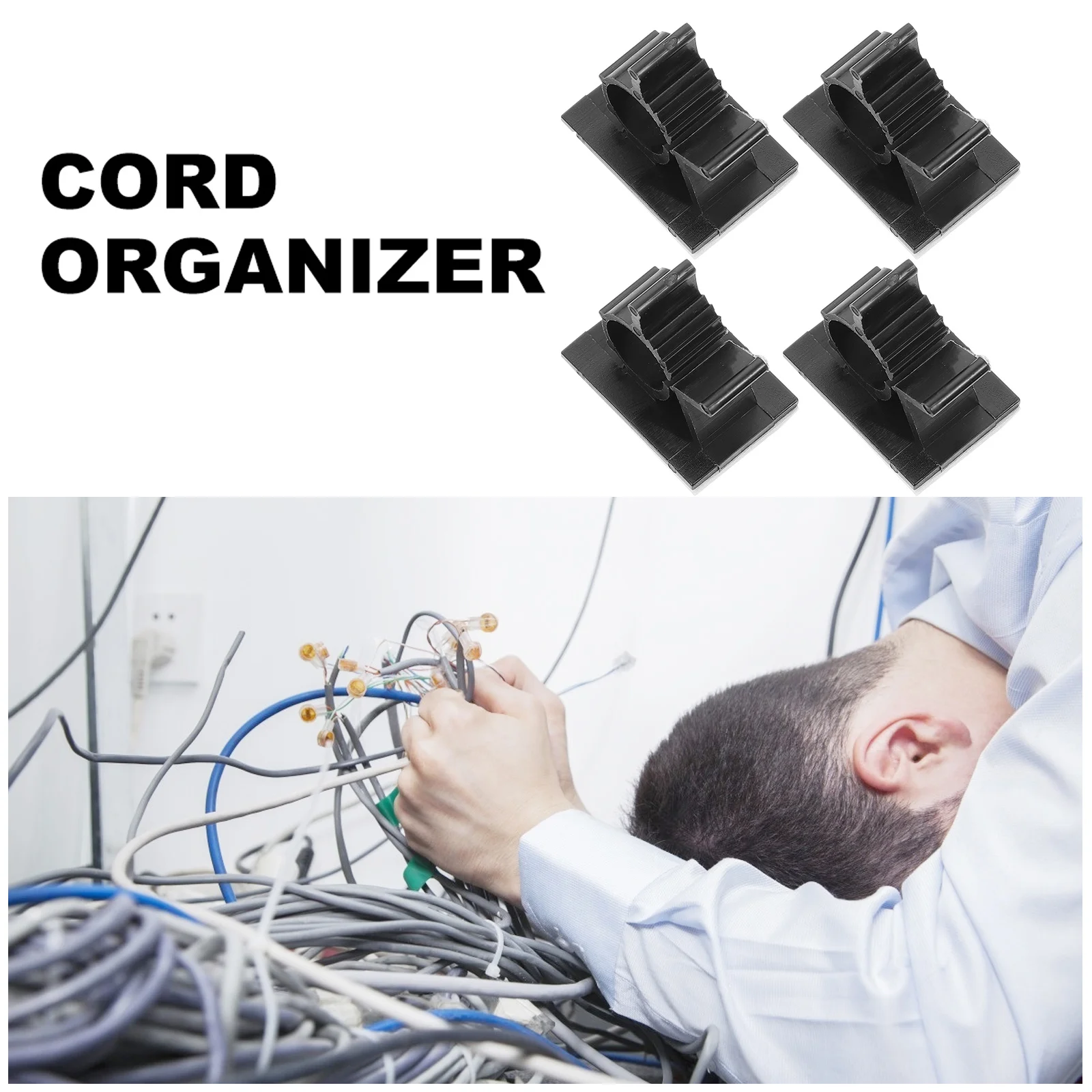 

100Pcs Cable Fixing Buckle Self-Adhesive Adjustable Cable Clamp Cord Organizer Durable Wire Holder for Desktop Use