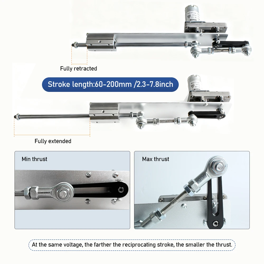 6-20cm DIY Reciprocating Linear Actuator 12V/24V Electric Push Rod for Hobby Projects, Lab Experiments & Mechanical Testing