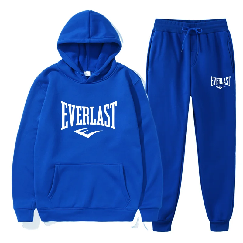 Fashion EVERLAST Tracksuit For Men Hoodie Fitness Gym Clothing Men Running Set Sportswear Jogger Men\'S Tracksuit Winter Suit