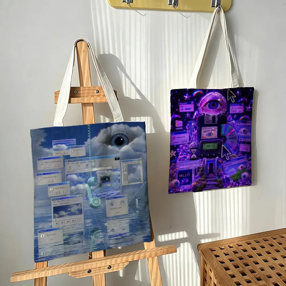 Abstract Weirdcore Aesthetic Storage Bags Canvas bags are suitable for going to class, shopping, gifts, and commuting