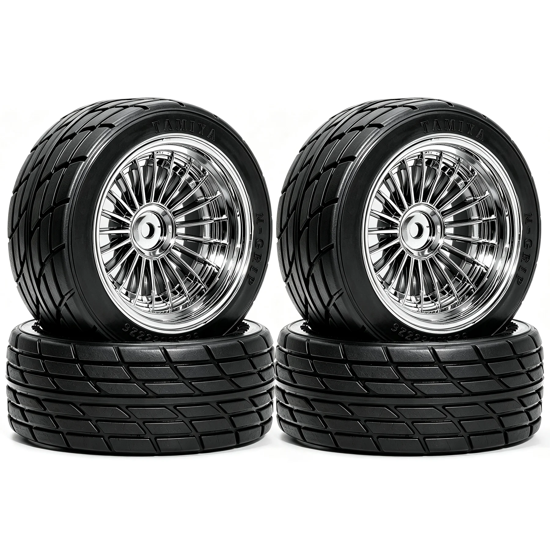 1/10 RC On Road Tires and Plastic Wheels Rims 12mm Hex Racing Tyres for 1:10 Rally Car Tamiya TT01 TT02 Traxxas XV02 XV01 4PCS
