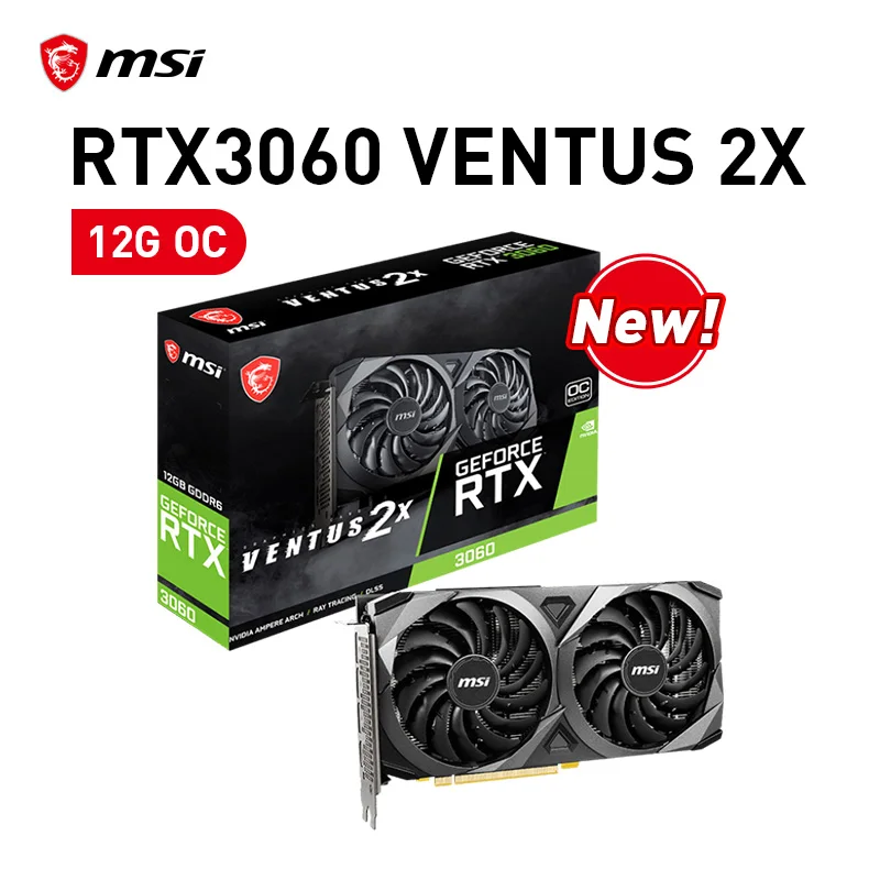 MSI GeForce RTX 3060 VENTUS 2X 12G OC GAMING Graphic Card 192bit 12GB GDDR6 Video Cards 1HD 3DP