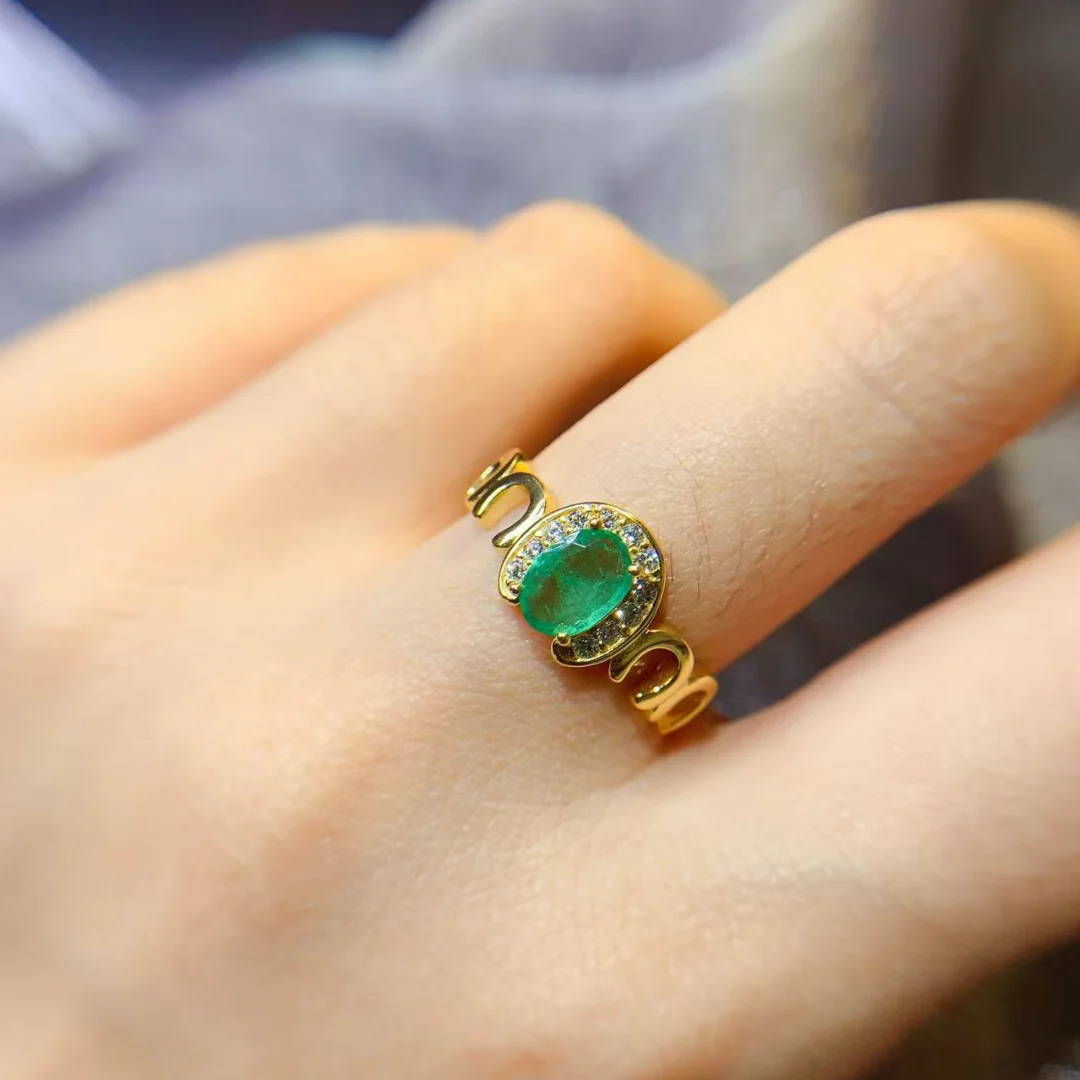 Designer Design Natural Emerald Ring 5*7mm S925 Sterling Silver Inlay Vivid Green High Clarity Gem Daily Wear Jewelry for Women - view 2