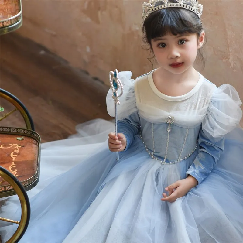 

Autumn Winter New Style Elsa Princess Dress Long Sleeve Birthday Halloween Girl's Dress Elegant Chic Citywalk Fashion Dress