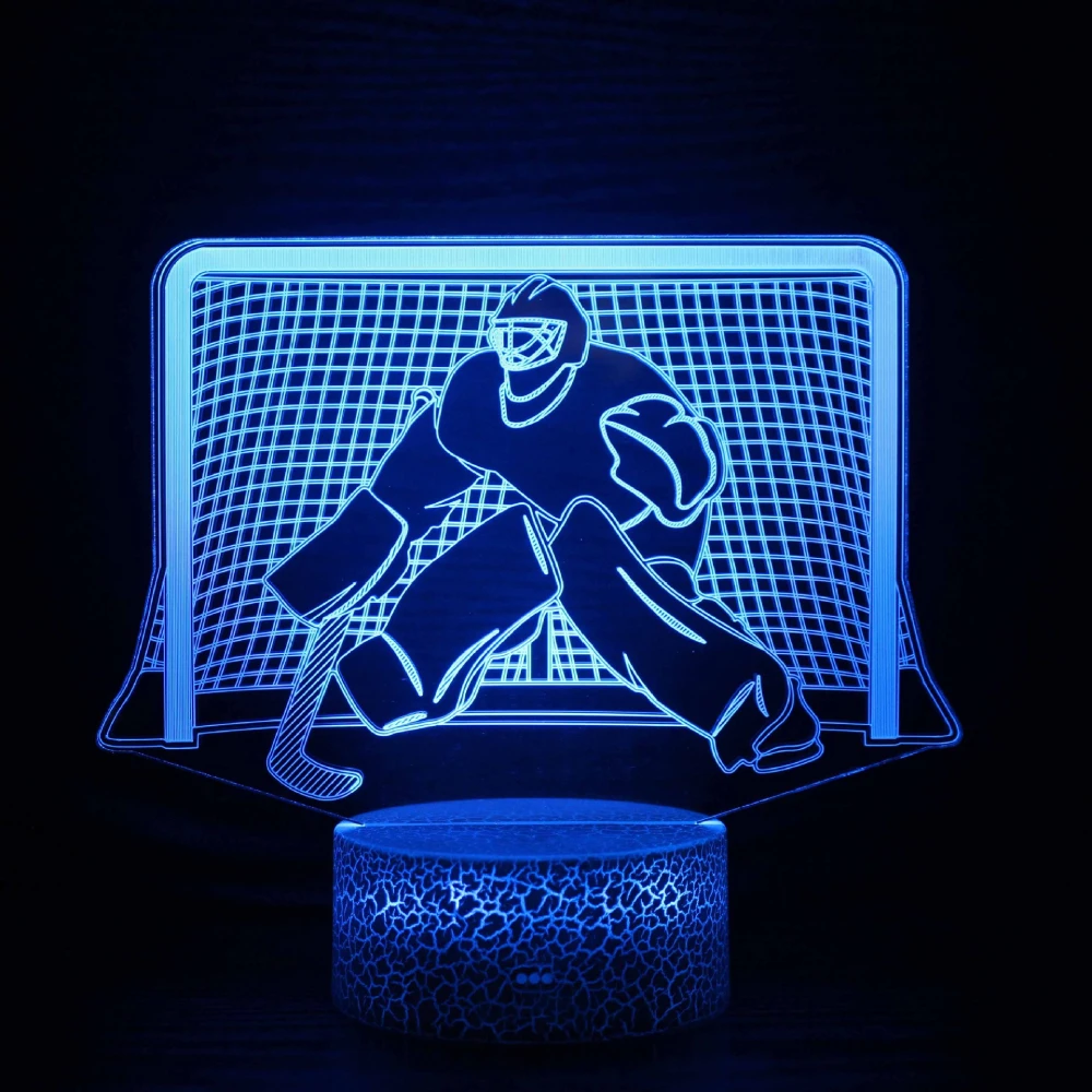 Nighdn Acrylic Ice Hockey 3D Illusion Lamp LED Night Lights for Kids Gift Child Nightlight Bedroom Bedside Decor Table Lamps