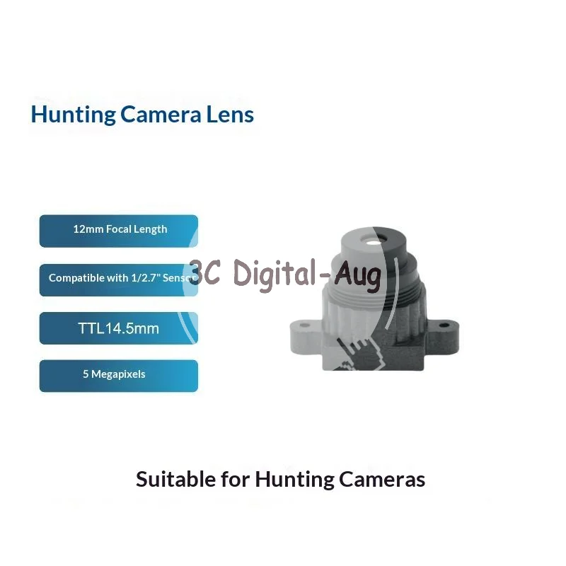 12mm Fixed Focus Lens 5MP No Distortion 850nm IR Filter M12P05 for Outdoor Hunting Trail Cameras