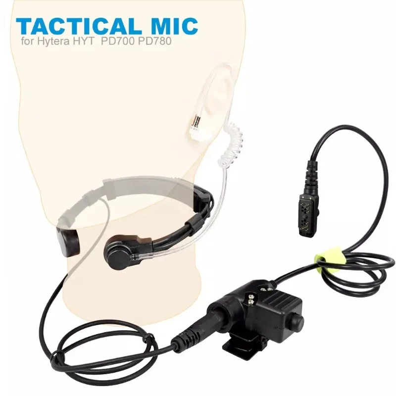 

NATO Telescopic Throat Vibration Mic Headset Microphone U94 PTT Cable for Z Tactical Walkie Talkie Hytera HYT PD702 PD700 PD780