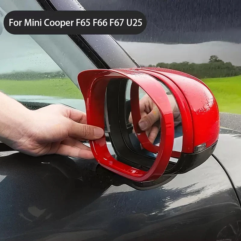 

For Mini Cooper F65 F66 F67 U25 Countryman 2024 2025 Car Rearview Mirror Rain Eyebrow Cover Frame 2Pcs Exterior Auto Accessories