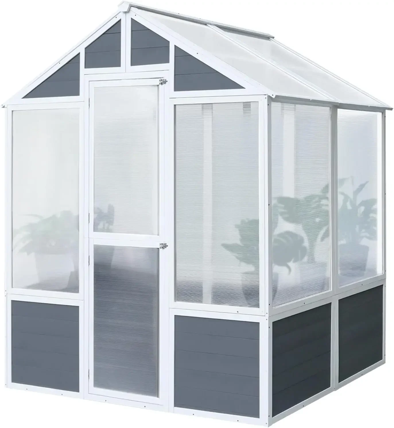 6' x 4' Polycarbonate Greenhouse, Outdoor Walk-in greenhouse kit with Wooden Frame