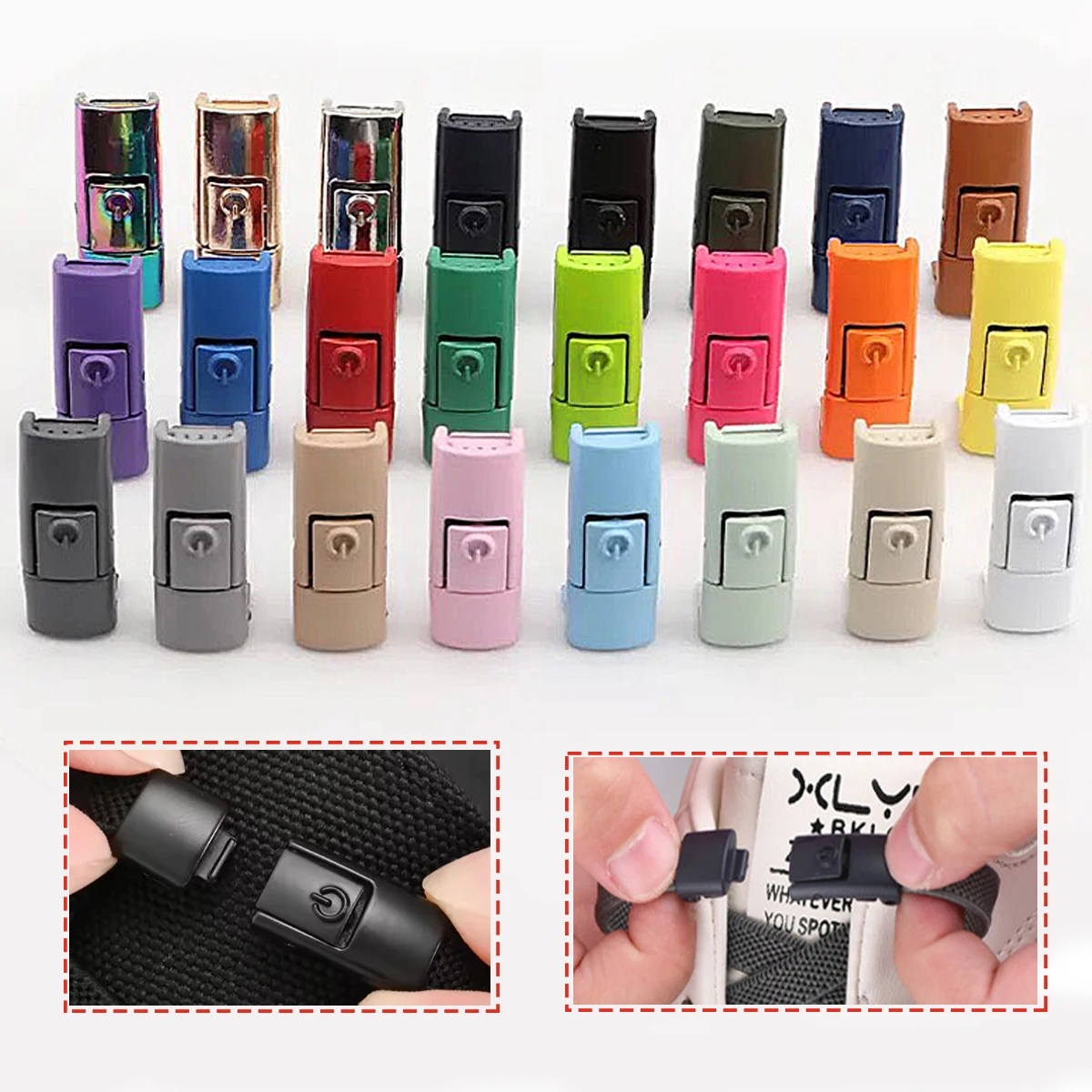 4PCS No Tie Shoelace Locks Metal Buckles, No-Tie Quick Lace Lock Clips for Adults Kids Sneakers, Quick Easy Shoe Laces Clips
