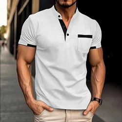 Men's Fashion Casual Solid Color Short sleeved POLO Shirt Summer Breathable Comfortable Men's Luxury Top