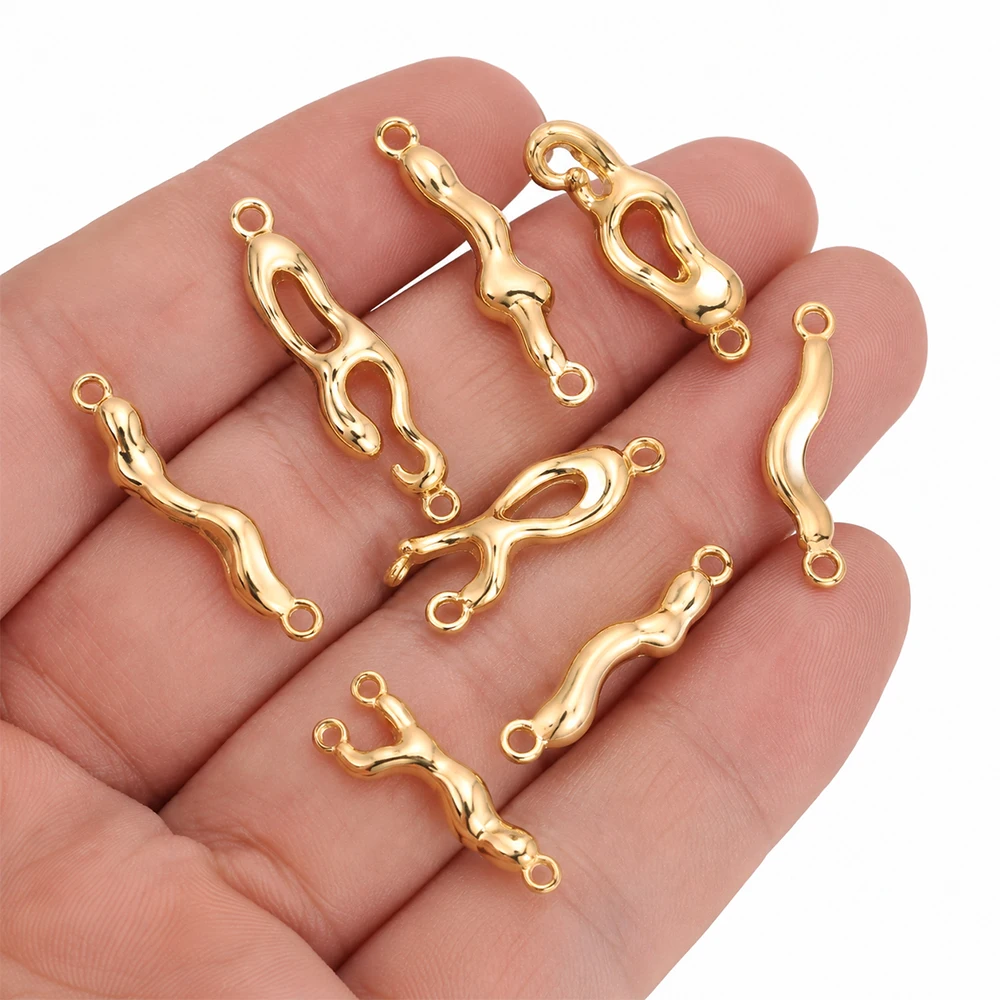 2/4/6pcs 18K Gold Plated Brass 2 Hole Connectors For Bracelets Making,Connectors For Jewelry,DIY Necklaces Making Accessories