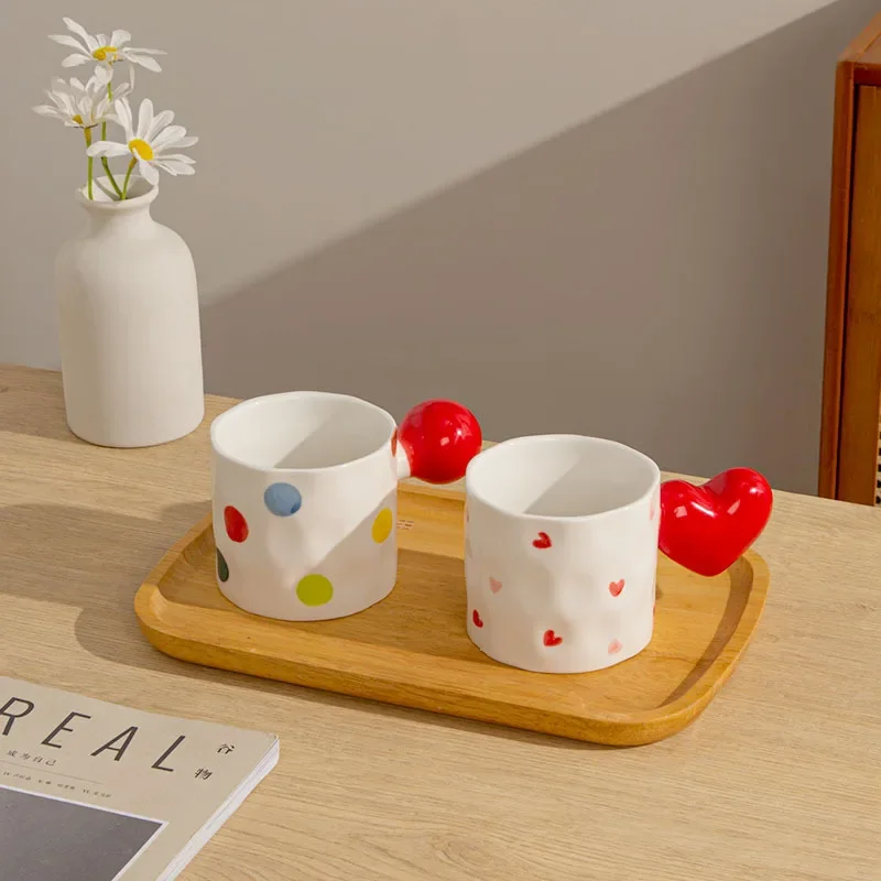 Nordic Heart Ceramic Mug - Cute High-Value Design, Perfect for Breakfast, Milk & Coffee, Ideal Gift