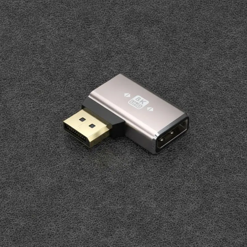 1Pcs DisplayPort Adapter Right Angle 90 Degree Male To Female DP1.4 Connector