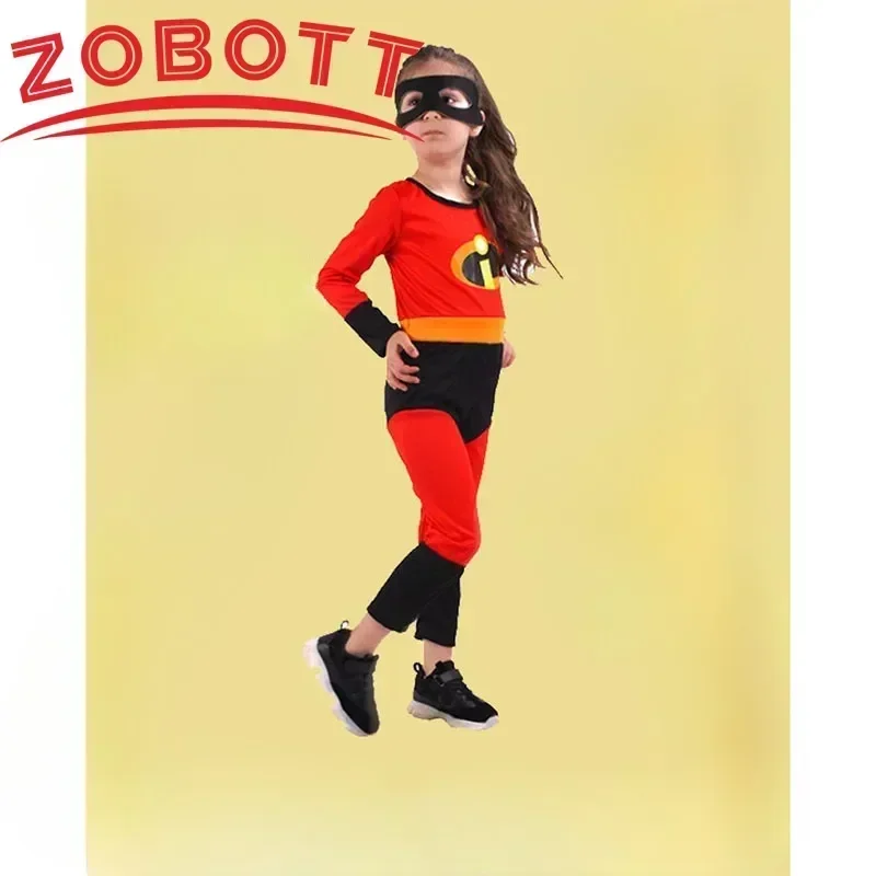 Ragazza Mr Incredible 2 Costume Cosplay Ragazzo Supereroe Fancy Dress Up Bambini Tuta rossa con maschera Costumi Anime di Halloween per bambini