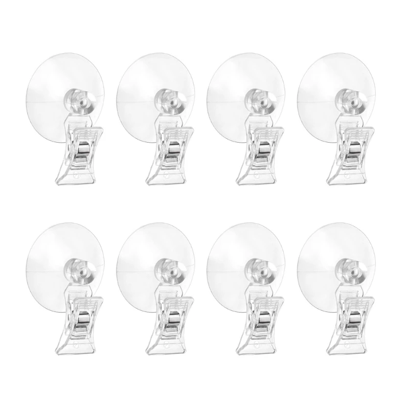 8 Pieces Suction Cup Clips Portable Accessory for Secure Hanging in Bathrooms and Kitchens Clear Designs Hook Holders