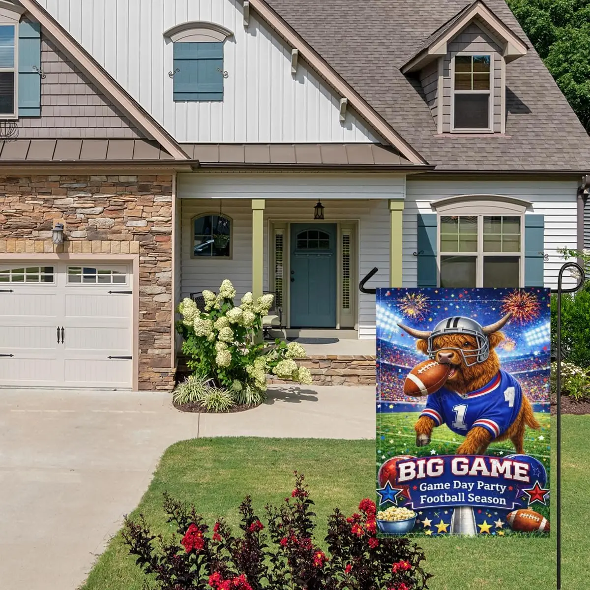 Highland Cow Big Game Garden Flag Football Game Day Double Sided Outside Yard Decoration Large Yard Flag 28x40 Inch Porch La yyi