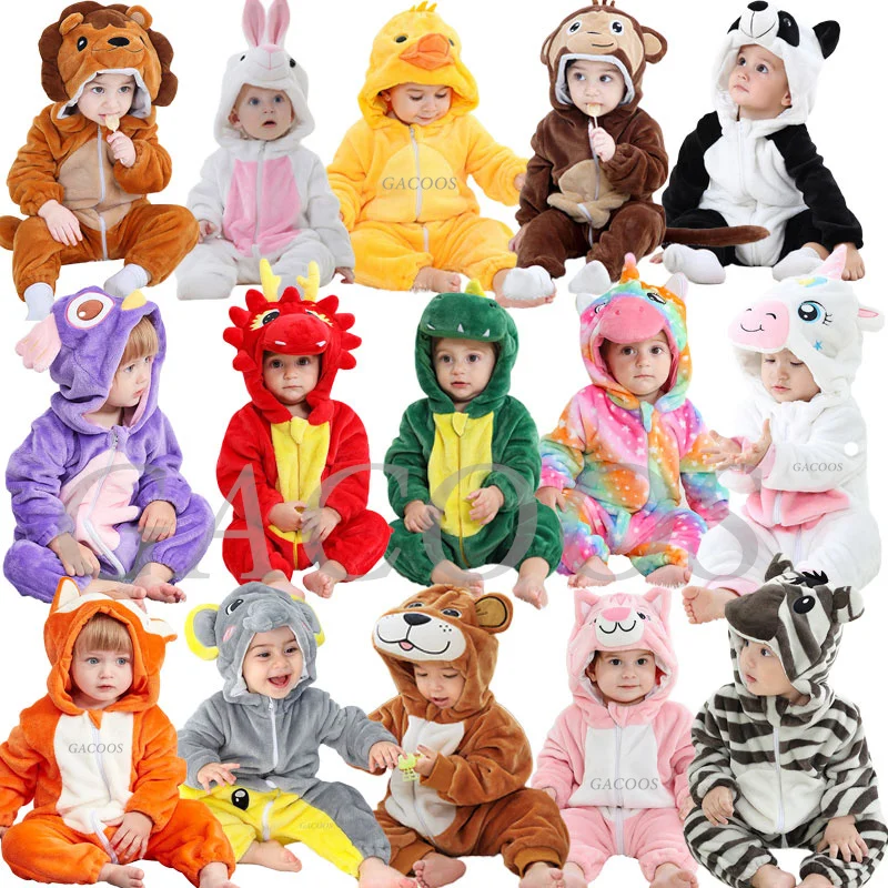 Peleles de franela de dibujos animados para bebé, pijamas de unicornio, conejo y dinosaurio, disfraz de Animal de algodón para bebé, mono para bebé, trajes de Kigurumi