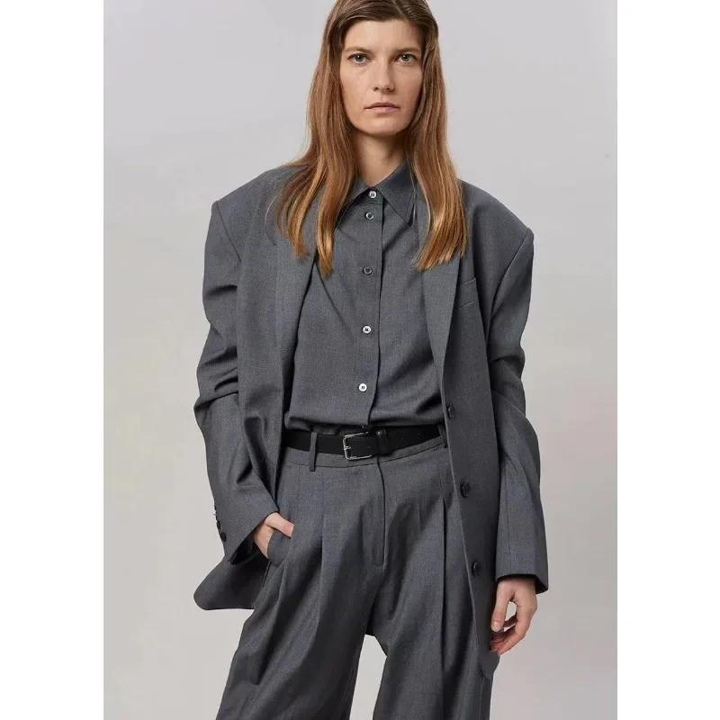 FKS @-Large Silhouette Suit Coat, Blended Shoulder Pad, Commuter Style, Casual, Autumn, Winter, 2024