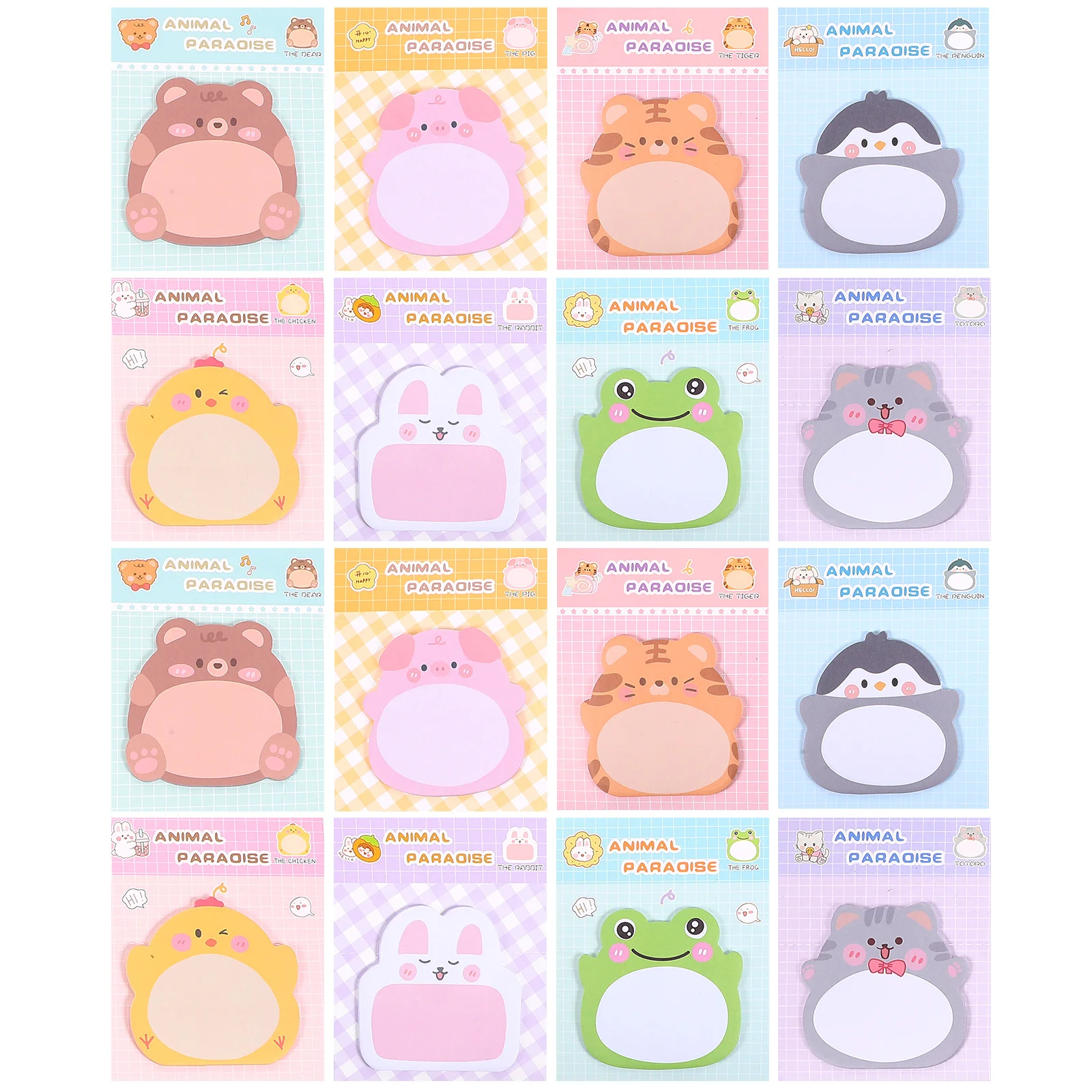 16 Books Cartoon Practical Memo Stickers Cute Notepads Markers Small Notebooks Notes Bulk Self-adhesive Animal