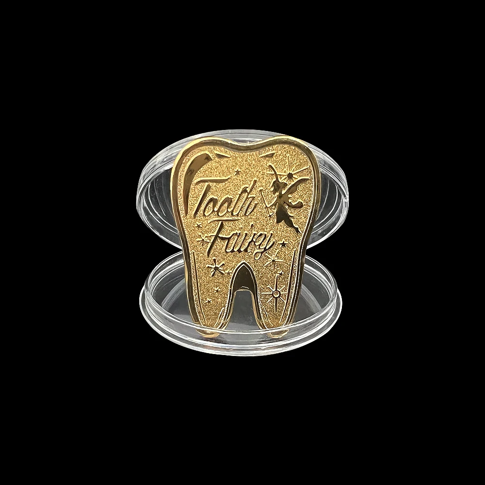 1Pcs Tooth Fairy Coins Lost Teeth Reward Commemorative Coin Dental Kids Teeth Change Souvenir Christmas Dentistry Dentist Gifts