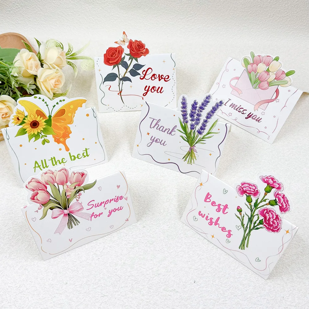 

10Pcs Teacher's Day Romantic Encounter Greeting Card Lover Thanksgiving Pass Flower Shop Blessing Card Message Card