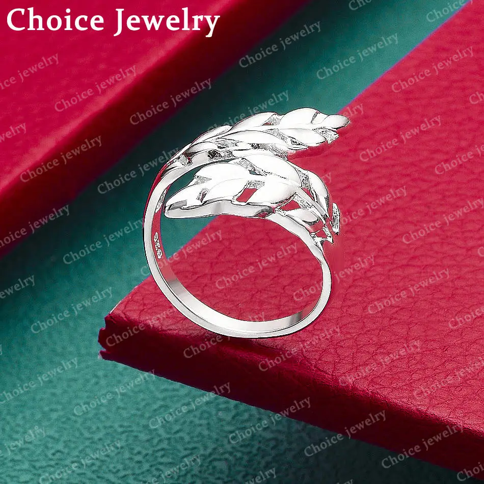 925 Sterling Silver Leaves Open Ring For Women and Men Fashion Jewelry Grace Charm Party Accessories Birthday Gifts