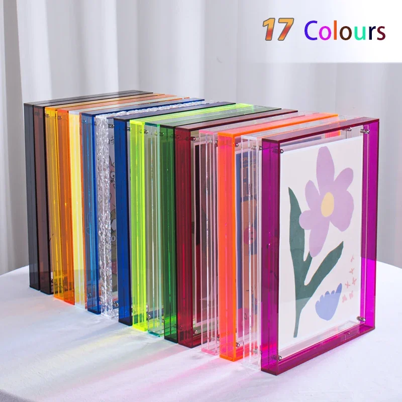 17 Colours Translucent Acrylic Photo Frame for Photos and Paintings,Hollow Acrylic Frames for Wall Hanging, Desktop Decoration
