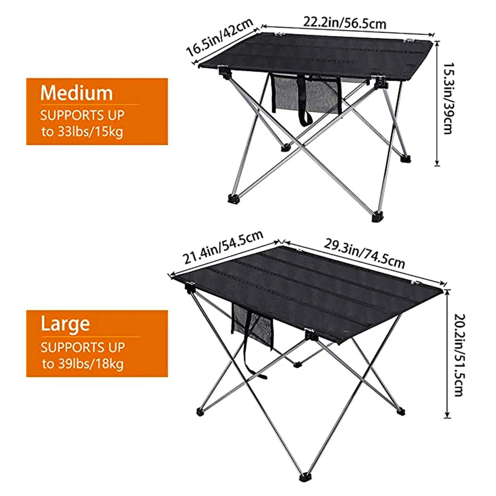 Ultralight Portable Folding Camping Table Compact Roll Up Tables with Carrying Bag for Outdoor Camping Hiking Picnic