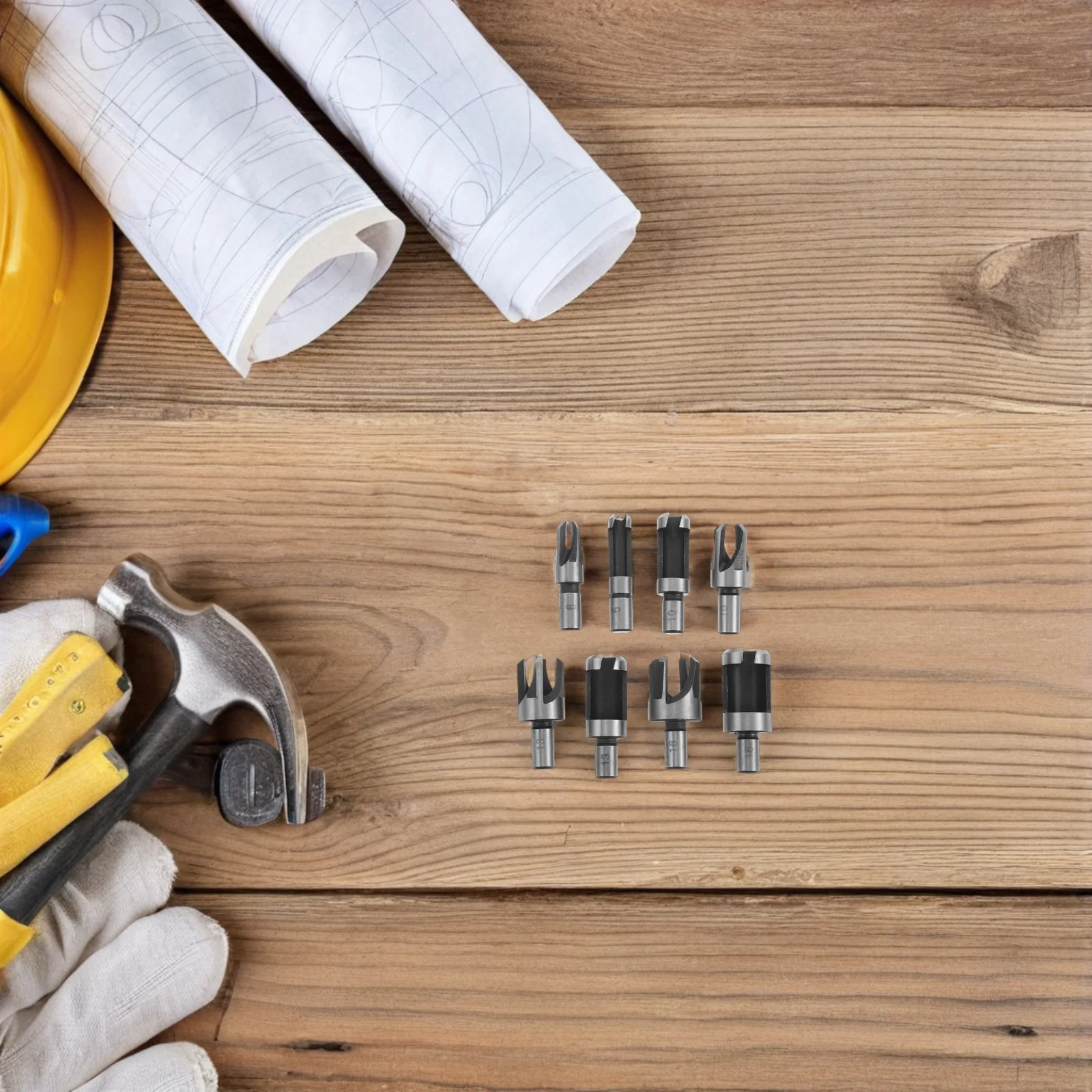 Set di punte da trapano per legno da 8 pezzi, gambo tondo in metallo, durevole per carpenteria, lavorazione del legno, miglioramento domestico, trapano per fori circolari