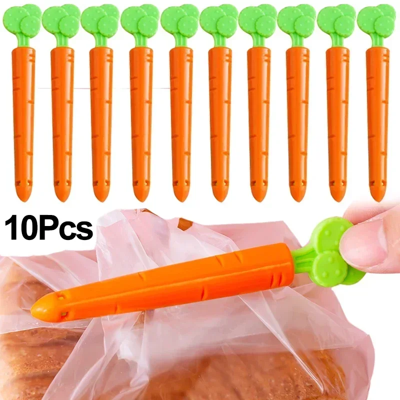 1/10pcs Food Bag Sealing Clips Cute Carrot Kitchen Fresh Keeping Organizer Sealing Tongs Fridge Storage Bread Snack Bag Clamps