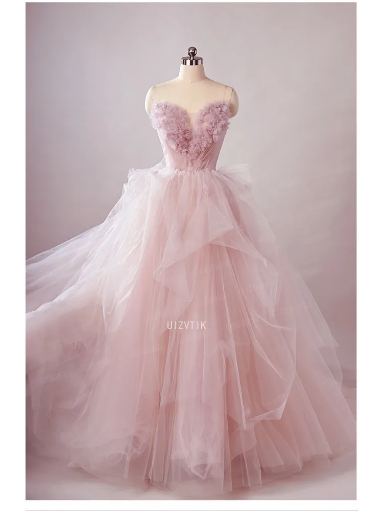 Różowe Sukienki Ślubne Damskie Elegancka Siateczka Sukienka na Zaręczyny Toast Zdjęcia Sesja Fotograficzna Modna Sukienka dla Prowadzącej Pokaz Suknia Ślubna