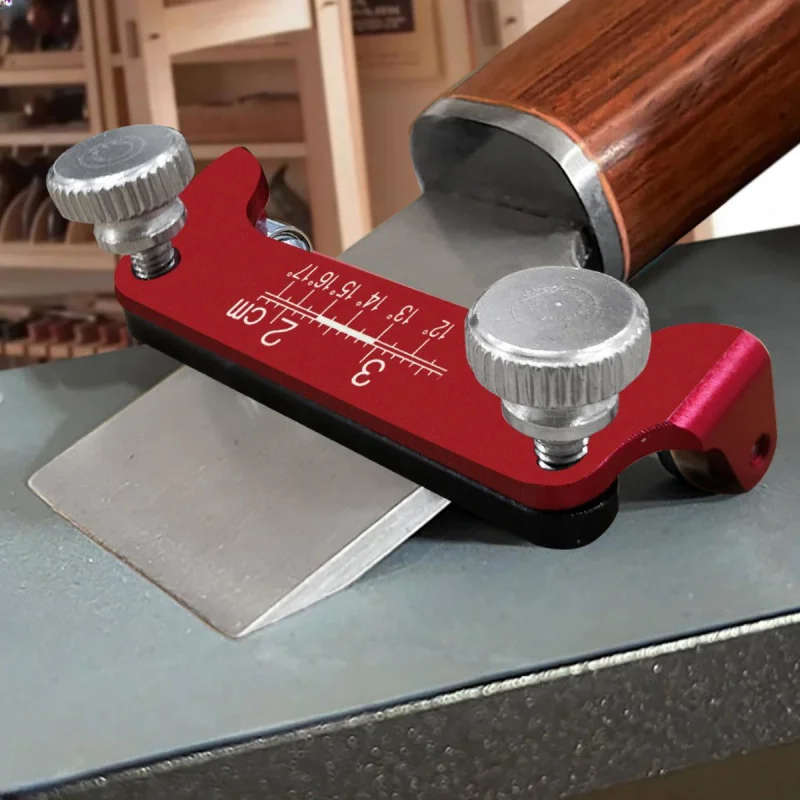 ‌Premium  Chisel & Plane Sharpener - Adjustable 0°-90° Angle Guide for Precision Sharpening, Red Alloy Tool (Knife/Chisel)